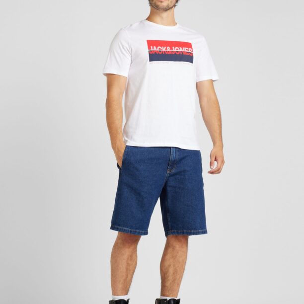 JACK & JONES Tricou 'JJNOLAN'  albastru marin / roșu / alb preţ