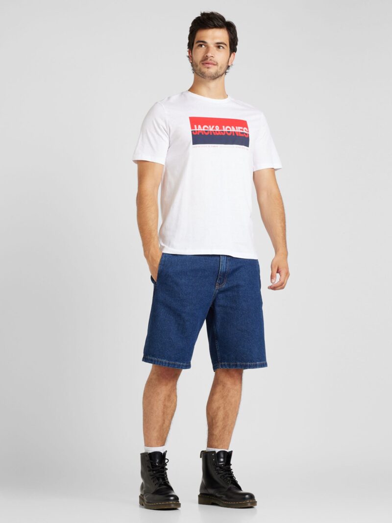 JACK & JONES Tricou 'JJNOLAN'  albastru marin / roșu / alb preţ