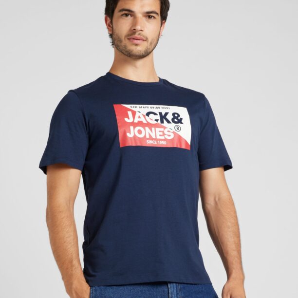 JACK & JONES Tricou 'JJNOLAN'  albastru marin / roșu / alb preţ