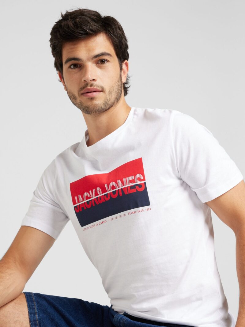 Preţ JACK & JONES Tricou 'JJNOLAN'  albastru marin / roșu / alb