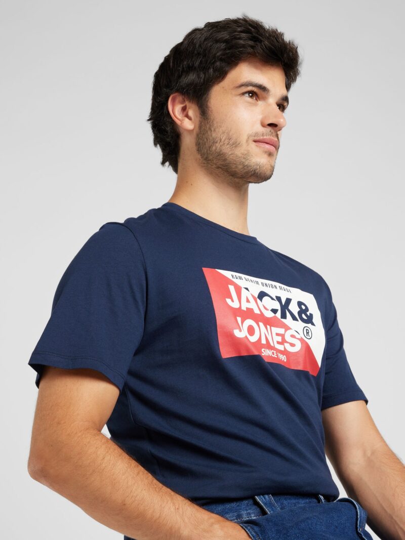 Preţ JACK & JONES Tricou 'JJNOLAN'  albastru marin / roșu / alb