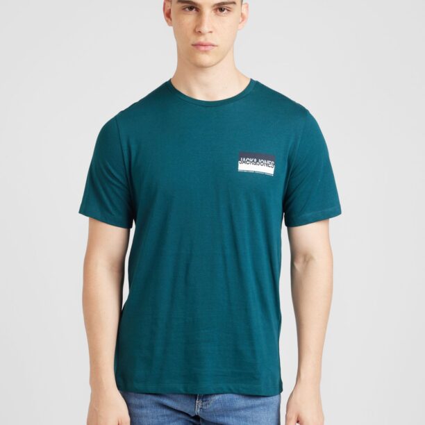 JACK & JONES Tricou 'JJNOLAN'  albastru marin / verde închis / alb preţ