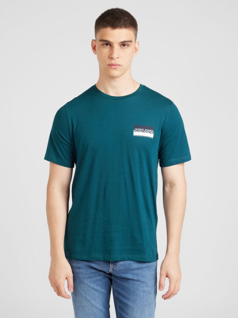 JACK & JONES Tricou 'JJNOLAN'  albastru marin / verde închis / alb preţ