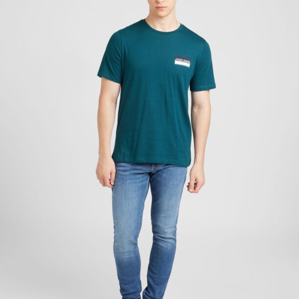 Cumpăra JACK & JONES Tricou 'JJNOLAN'  albastru marin / verde închis / alb