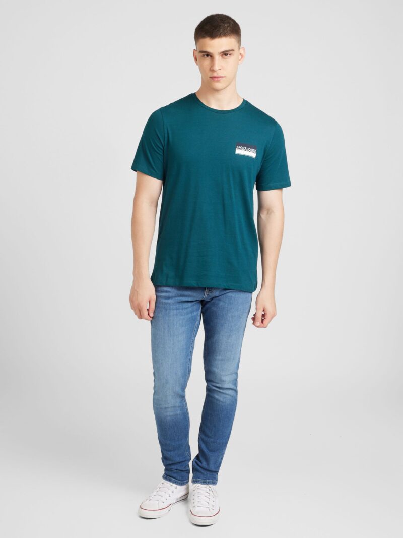 Cumpăra JACK & JONES Tricou 'JJNOLAN'  albastru marin / verde închis / alb