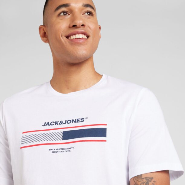 JACK & JONES Tricou 'JJSOUTH'  bleumarin / roșu / alb