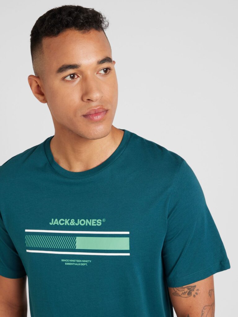 Preţ JACK & JONES Tricou 'JJSOUTH'  verde petrol / verde pastel / alb