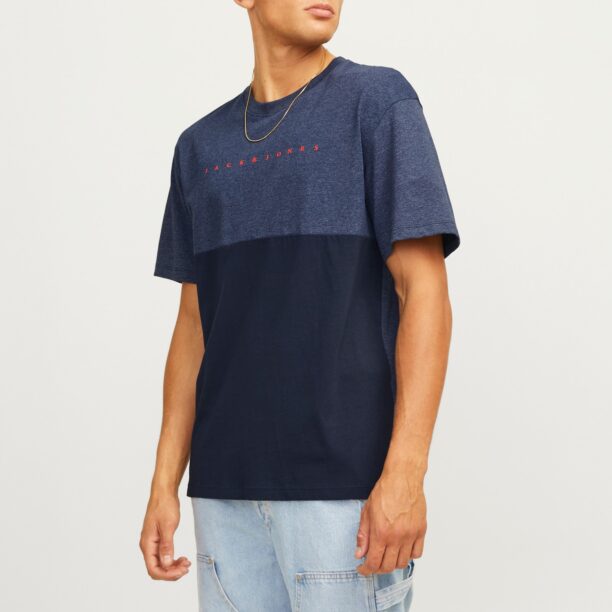 JACK & JONES Tricou 'JJSTAR'  bleumarin / albastru amestec / portocaliu somon