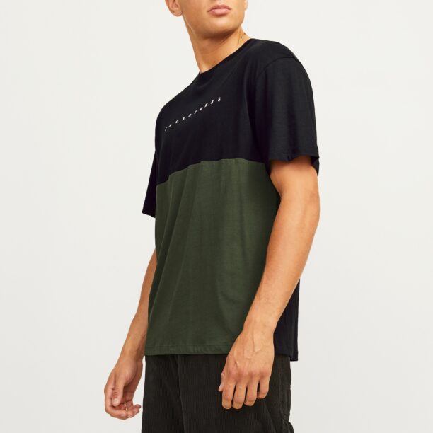 JACK & JONES Tricou 'JJSTAR'  oliv / negru / alb