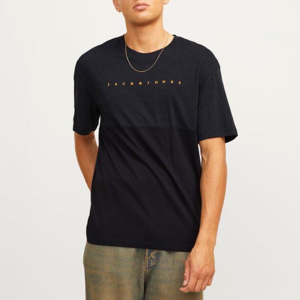 JACK & JONES Tricou 'JJSTAR'  portocaliu / negru / negru amestecat