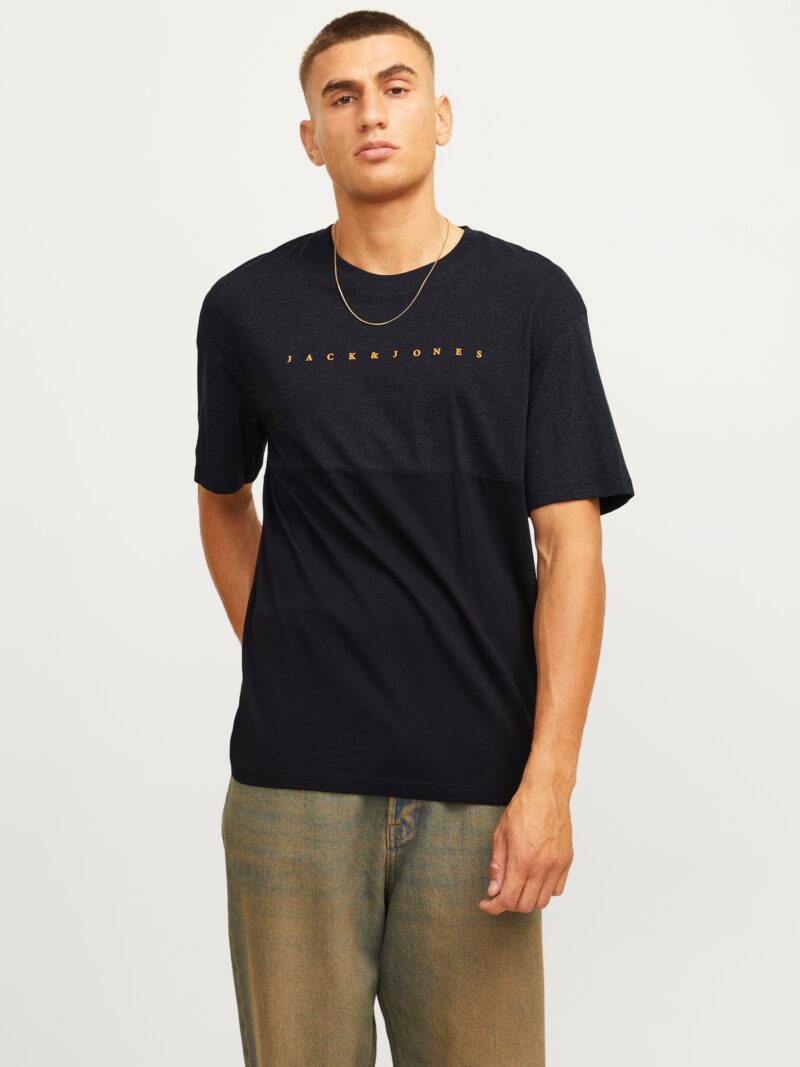 JACK & JONES Tricou 'JJSTAR'  portocaliu / negru / negru amestecat