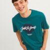 JACK & JONES Tricou 'JJTiley'  verde pin / negru / alb