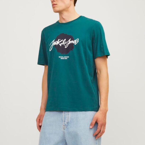 Cumpăra JACK & JONES Tricou 'JJTiley'  verde pin / negru / alb