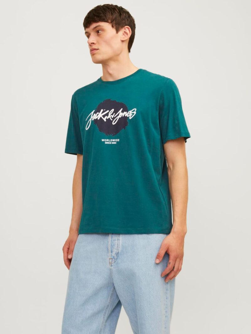 Cumpăra JACK & JONES Tricou 'JJTiley'  verde pin / negru / alb