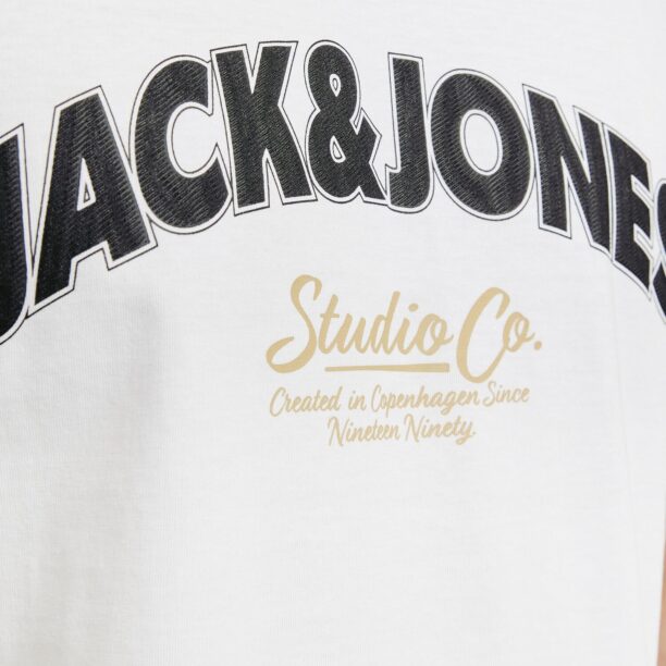 JACK & JONES Tricou 'JORBRONX'  bej / negru / alb