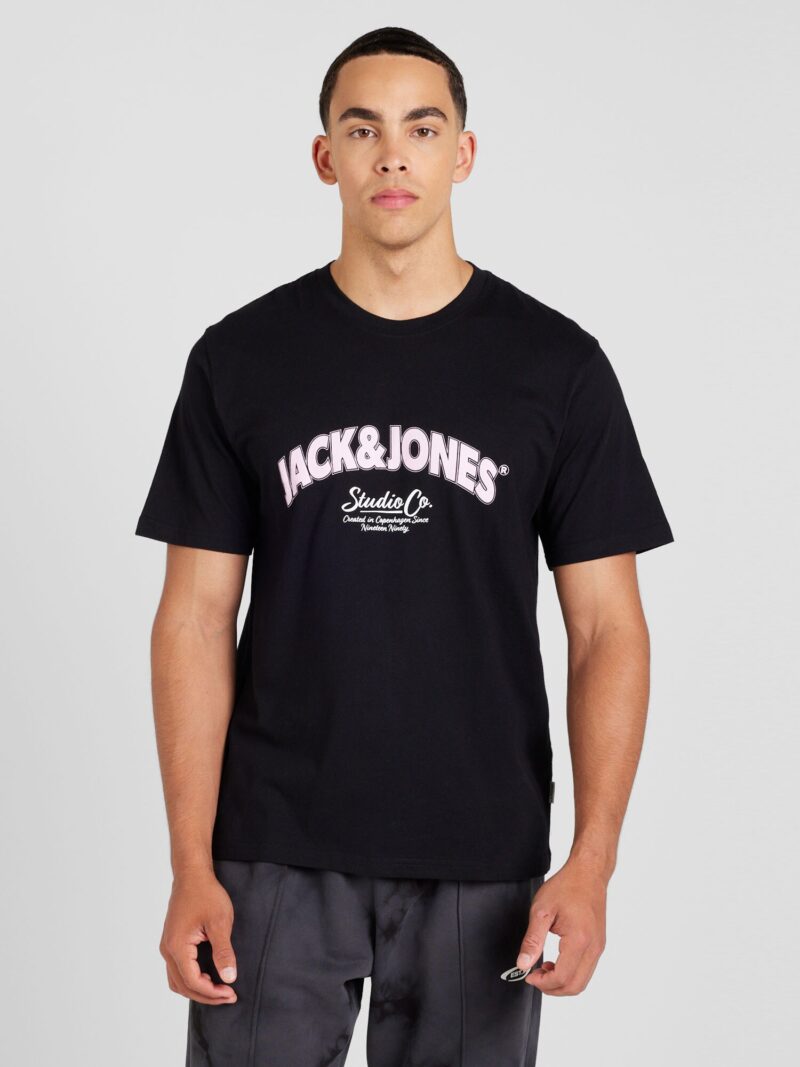 JACK & JONES Tricou 'JORBRONX'  mov pastel / negru preţ