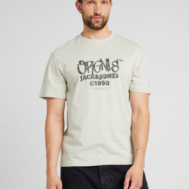 JACK & JONES Tricou 'JORBUSHWICK'  bej / gri grafit / gri deschis preţ