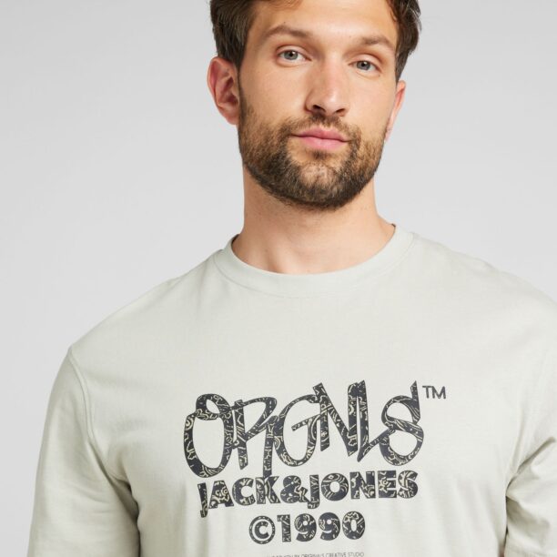 JACK & JONES Tricou 'JORBUSHWICK'  bej / gri grafit / gri deschis