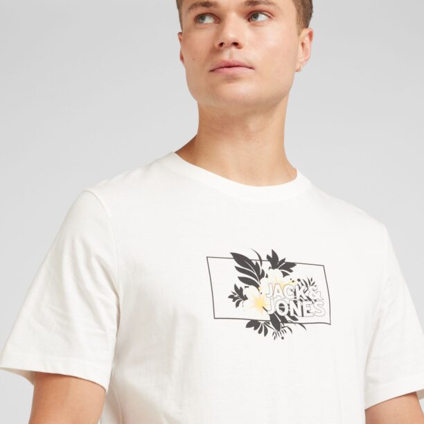 JACK & JONES Tricou 'JORFLY'  galben / negru / alb