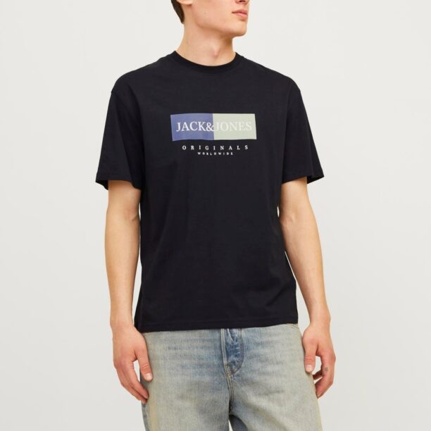 JACK & JONES Tricou 'JORFrederiksberg'  safir / verde pastel / negru / alb