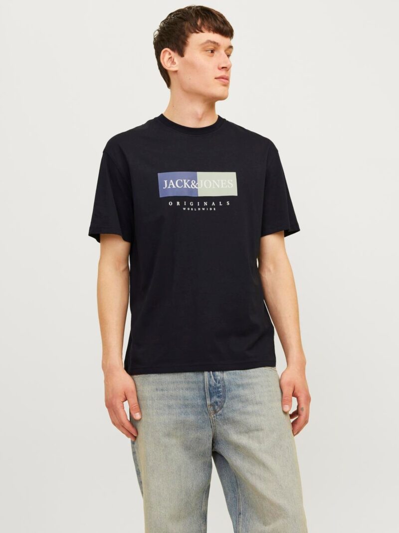 JACK & JONES Tricou 'JORFrederiksberg'  safir / verde pastel / negru / alb