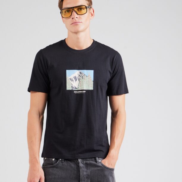 JACK & JONES Tricou 'JORPORTLAND'  albastru deschis / verde mentă / negru / alb murdar