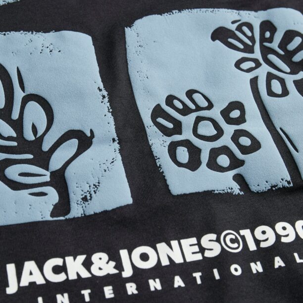 JACK & JONES Tricou 'JORPORTLAND'  albastru porumbel / negru / alb preţ