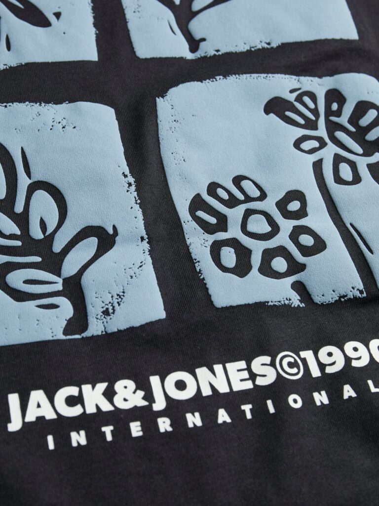 JACK & JONES Tricou 'JORPORTLAND'  albastru porumbel / negru / alb preţ