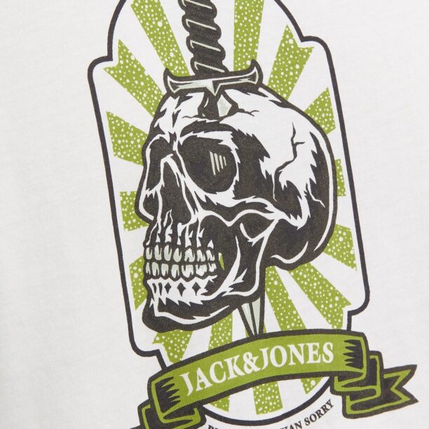 JACK & JONES Tricou 'JORSeven'  verde kiwi / negru / alb preţ