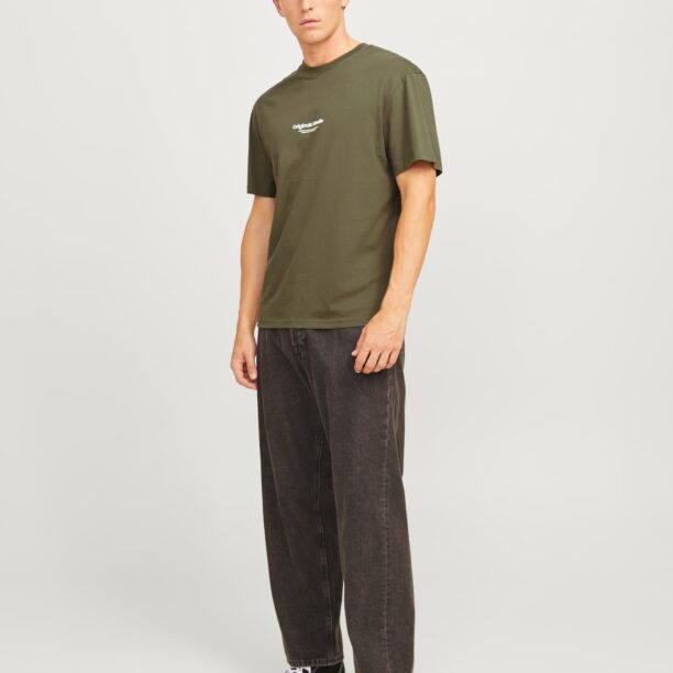 JACK & JONES Tricou 'JORVesterbro'  oliv / alb