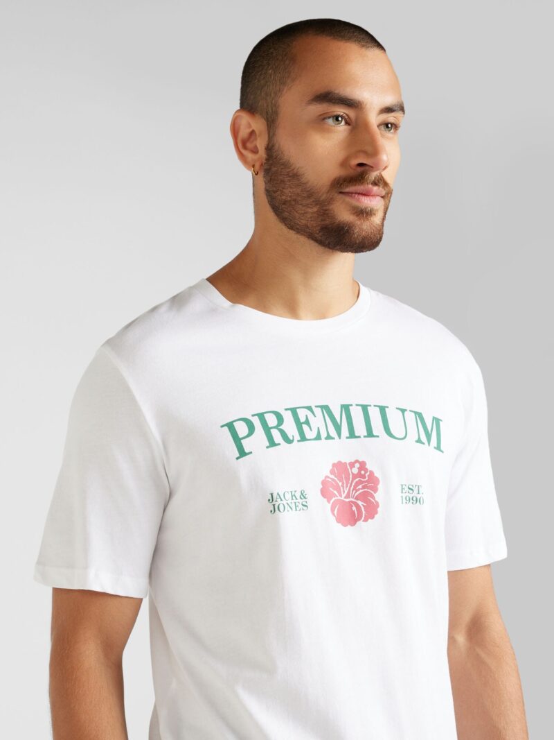 JACK & JONES Tricou 'JPRBLAALFIE'  verde jad / roșu cranberry / alb preţ