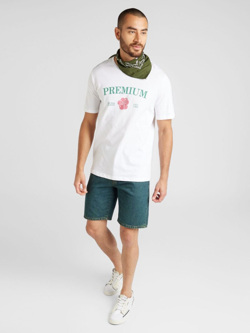 Cumpăra JACK & JONES Tricou 'JPRBLAALFIE'  verde jad / roșu cranberry / alb