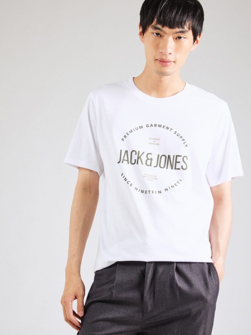 Preţ JACK & JONES Tricou 'JPRBLAASTON'  gri închis / alb