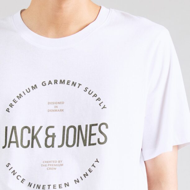 JACK & JONES Tricou 'JPRBLAASTON'  gri închis / alb