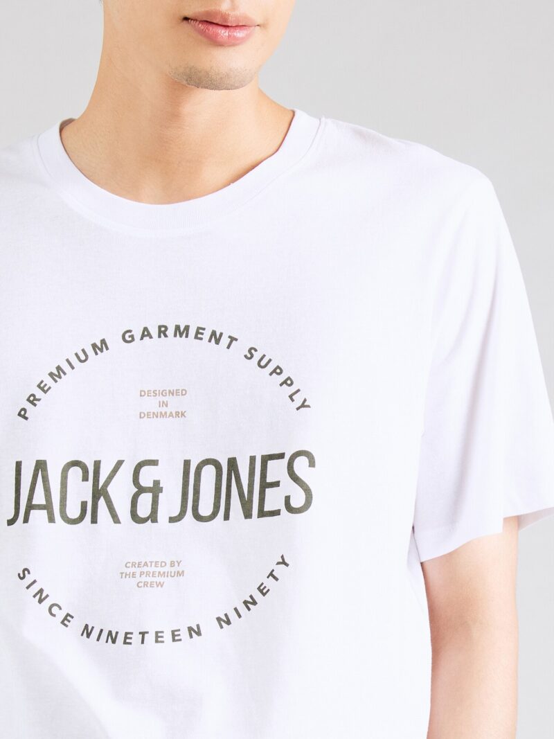 JACK & JONES Tricou 'JPRBLAASTON'  gri închis / alb