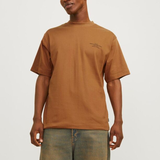 JACK & JONES Tricou 'JPRBLAchad'  maro caramel / negru