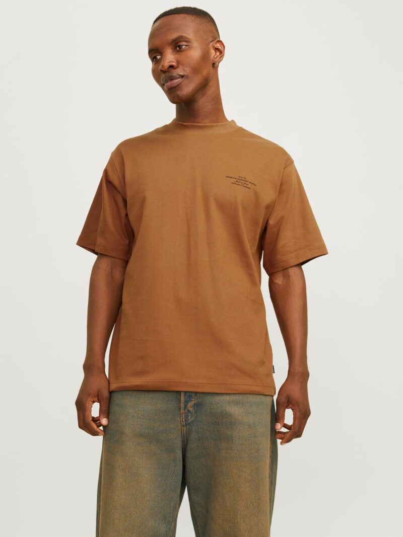 JACK & JONES Tricou 'JPRBLAchad'  maro caramel / negru