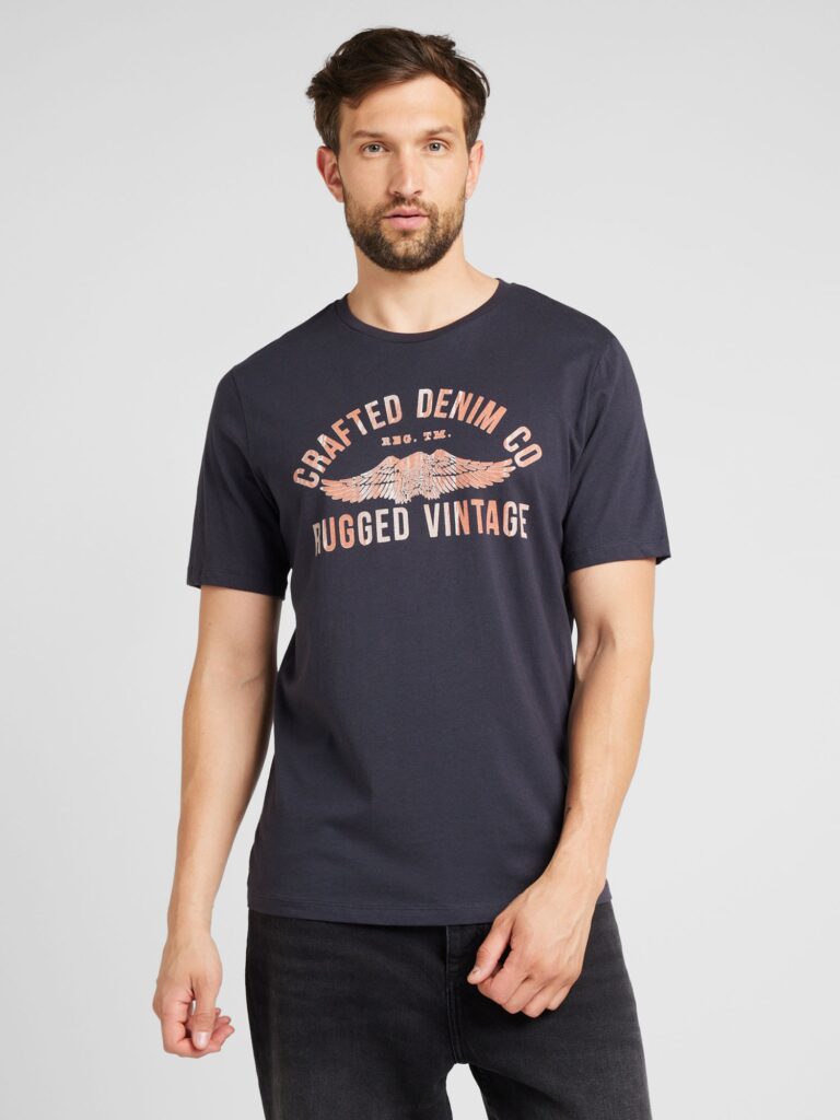 JACK & JONES Tricou 'JPRBLUOLLIE'  bleumarin / portocaliu