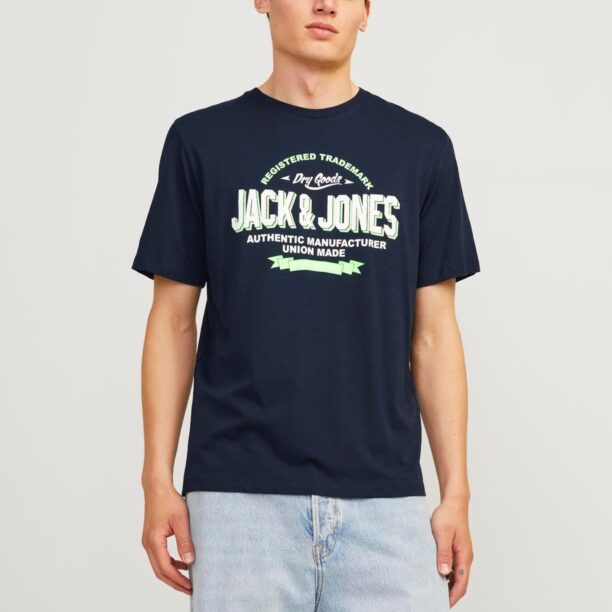 JACK & JONES Tricou  bleumarin / verde deschis / alb preţ