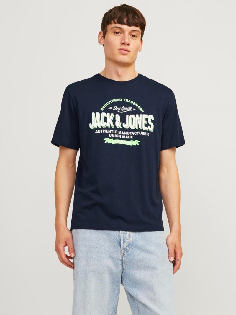 JACK & JONES Tricou  bleumarin / verde deschis / alb preţ