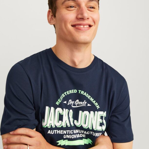 Cumpăra JACK & JONES Tricou  bleumarin / verde deschis / alb