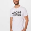 JACK & JONES Tricou  negru / alb