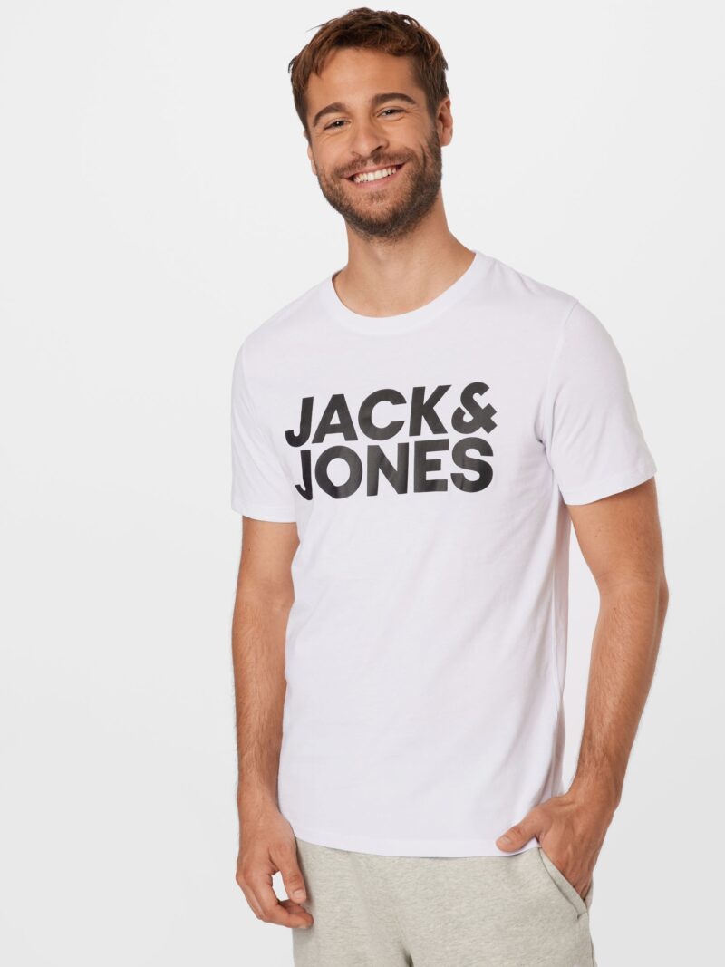 JACK & JONES Tricou  negru / alb