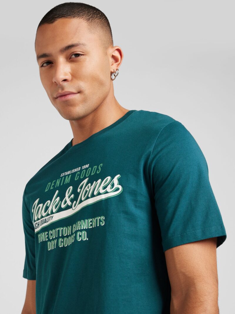 JACK & JONES Tricou  verde mentă / verde închis / alb