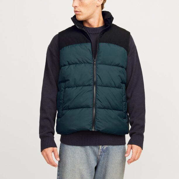 JACK & JONES Vestă 'JJMOON'  verde închis / negru preţ