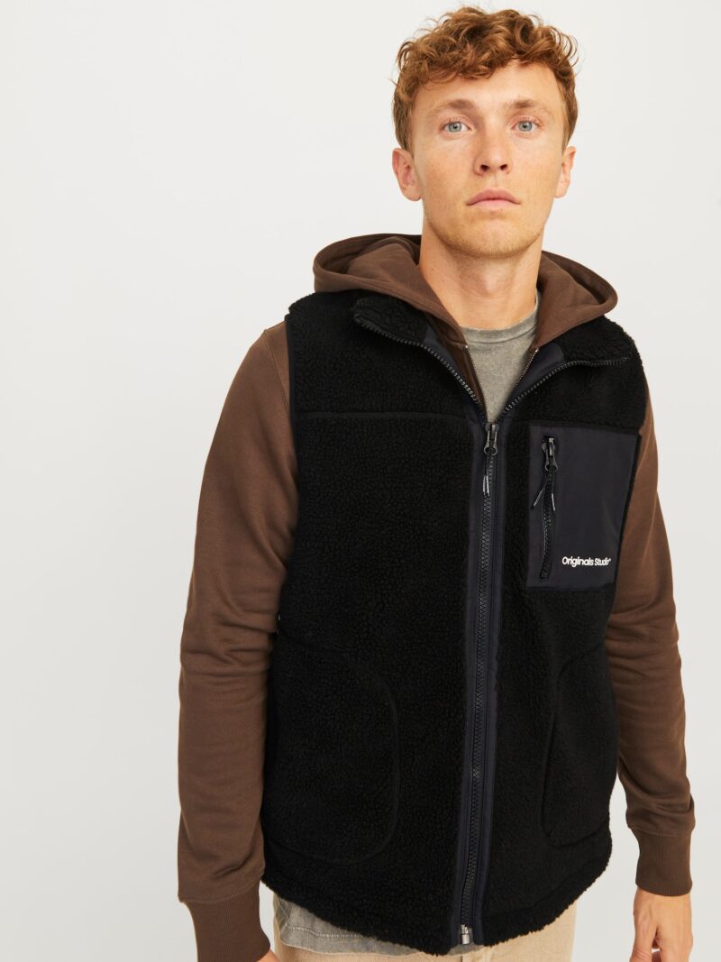 Original JACK & JONES Vestă 'JORVesterbro'  negru / alb