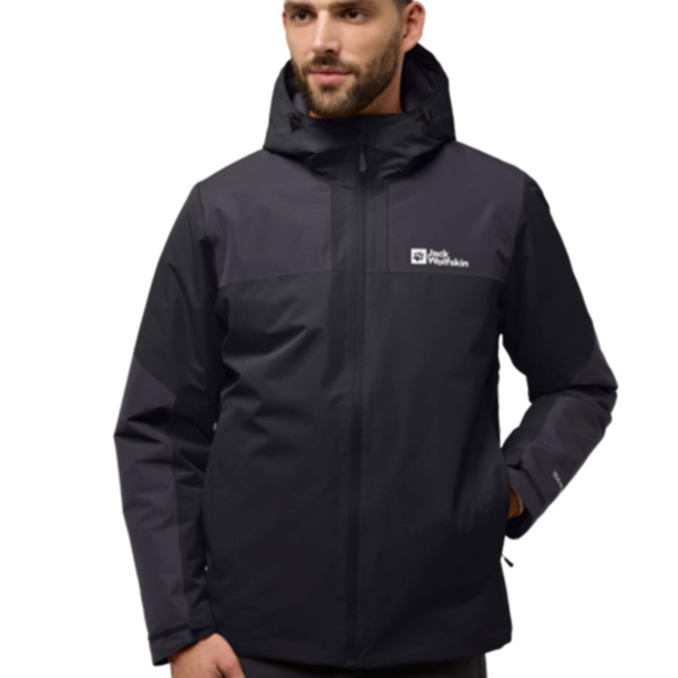 JACK WOLFSKIN Geacă outdoor 'Jasper'  gri metalic / negru / alb