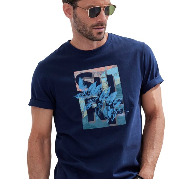 JOHN DEVIN Tricou  bleumarin / albastru deschis / portocaliu