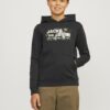 Jack & Jones Junior Bluză de molton 'JCOOutdoor'  oliv / negru / alb