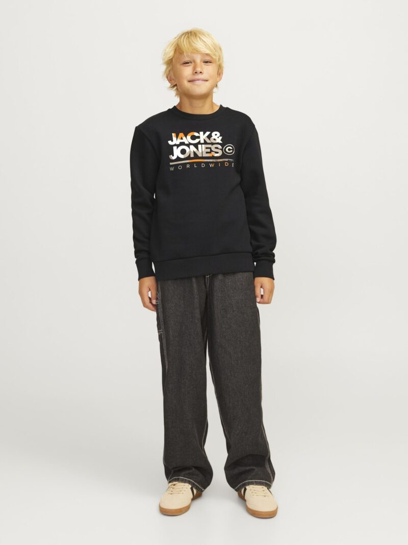 Cumpăra Jack & Jones Junior Bluză de molton 'JJLUKE'  gri / portocaliu / negru / alb